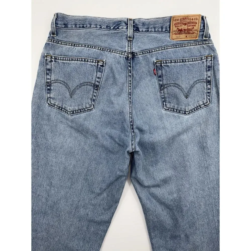 Levis 560 Comfort Fit Medium Wash Denim Blue Jeans Men's 35x34